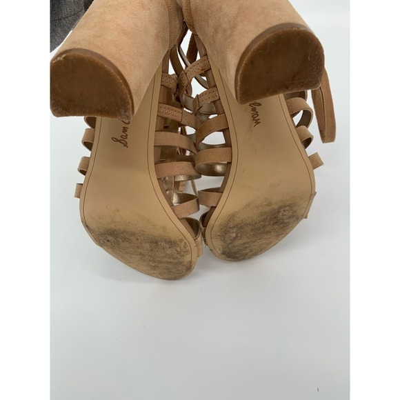 HOST PICK!! Sam Edelman Camel Suede Yarina Caged Strappy Sandal Size 8.5 - Picture 9 of 12